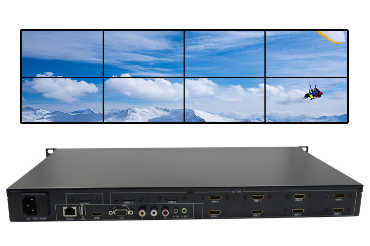 LINK-MI LM-TV08 HDMI+VGA+AV+USB LED/LCD 2x4 Video Wall Controller Support 180 Degree Rotation
