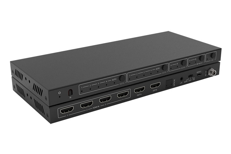 LINK-MI LM-MX42B-4K2K 4x2 HDMI 2.0 Matrix Switcher with Audio Extract/Scale/ARC/EDID function