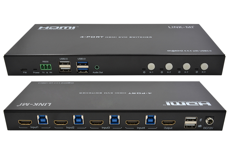 LM-KVM401D 4-Port HDMI2.0 KVM Switch up to 4K@60Hz, 18Gbps