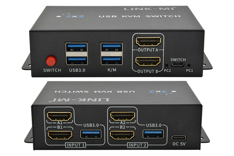 INK-MI LM-SWK202 2-Port KVM Dual Monitor Switch