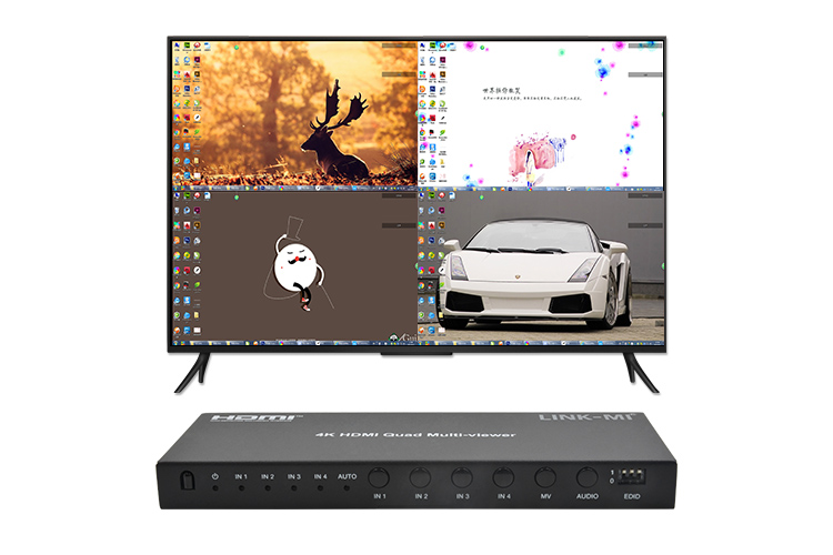 LINK-MI LM-S41B 4K30 HDMI™ 4x1 Quad Multi-viewer & Seamless Switcher