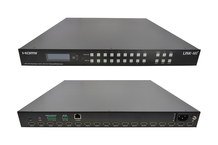 LINK-MI LM-TVM99D 9x9 Seamless 4K60 Matrix 3x3 Video Wall & Multi-Viewer